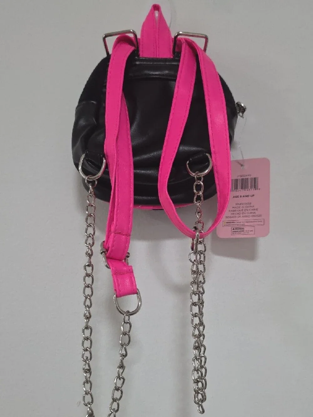 Juicy Couture Black & Hot Pink Rhinestone Cherry Mini Backpack